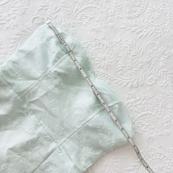 NWOT Lulus Beloved Belle Mint Green Jacquard Strapless Bow Midi Dress Small - Picture 7 of 9